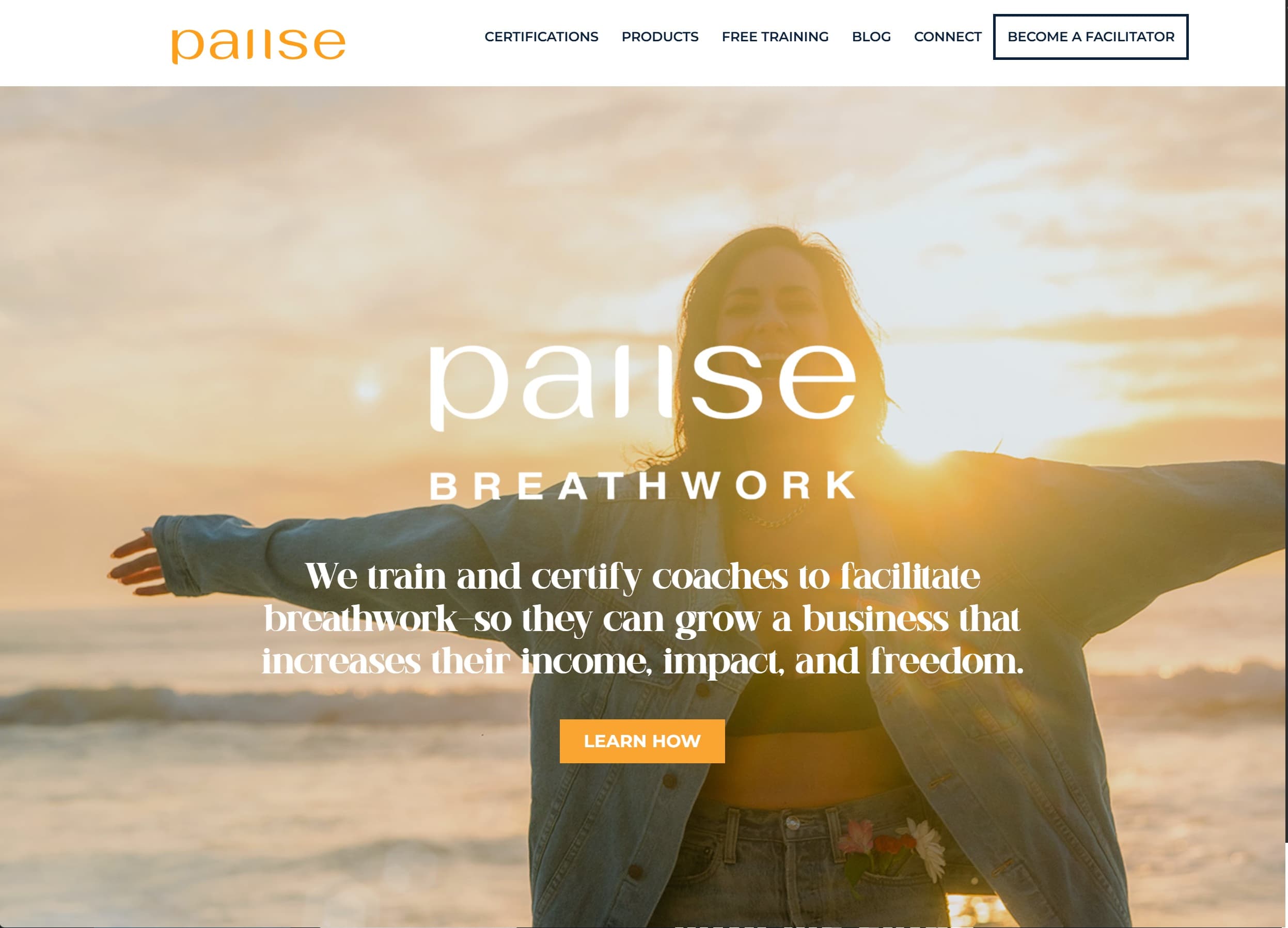 Pause Breathwork homepage screenshot