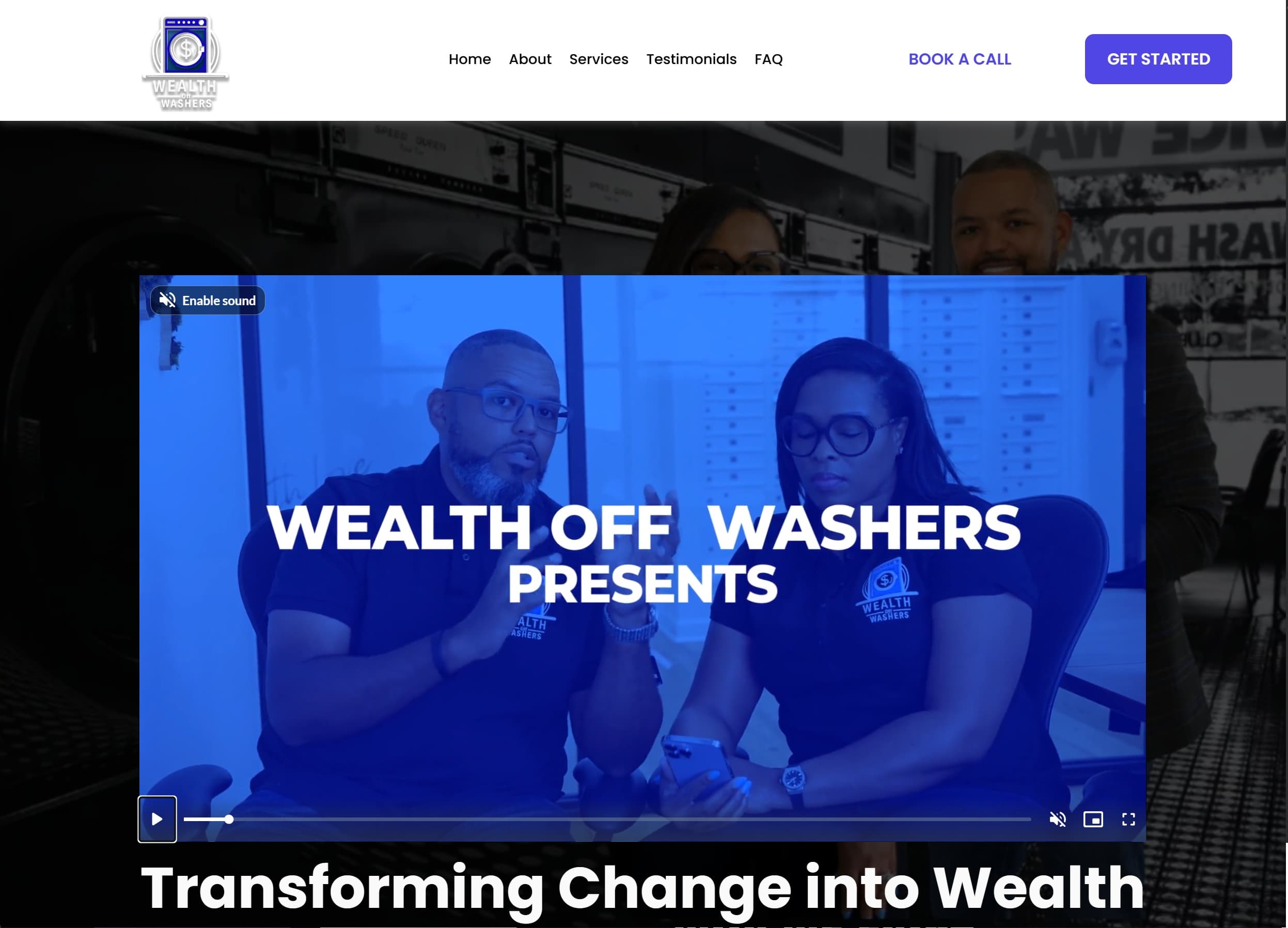 Wealth Off Washers homepage screenshot